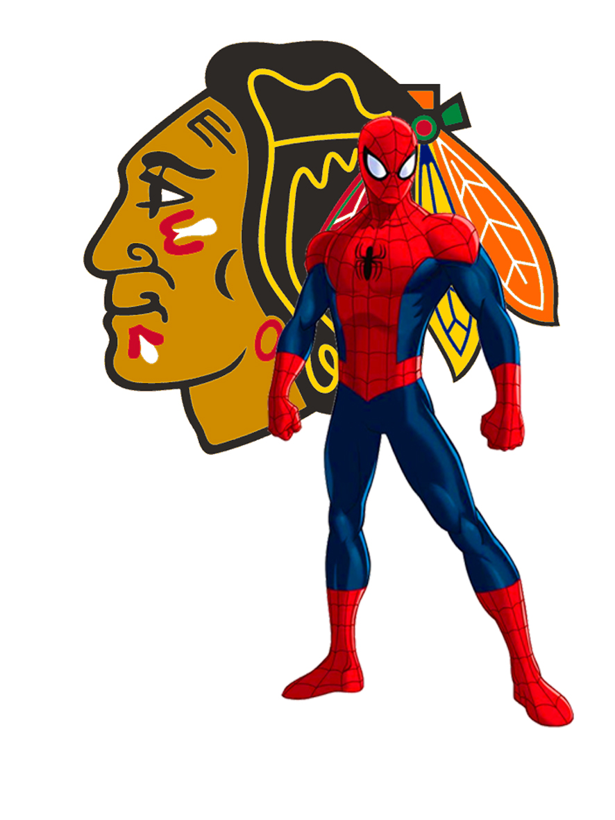 Chicago Blackhawks Spider Man Logo iron on paper